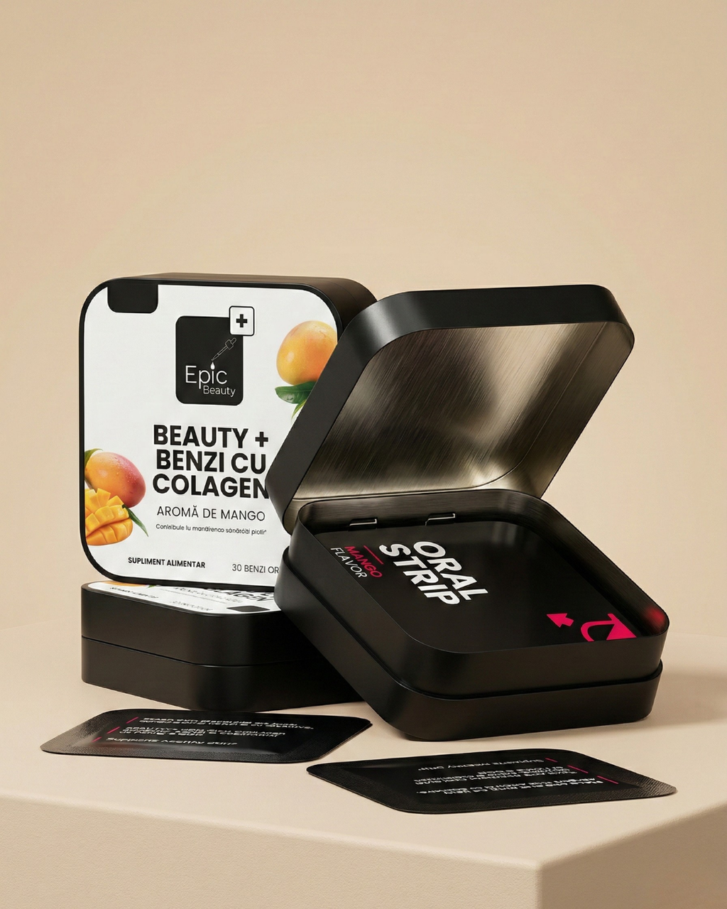 BEAUTY+ BENZI CU COLAGEN ambalaj cu aromă de mango, supliment alimentar de la Epic Beauty.